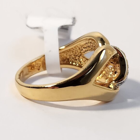 VTG NWT 5.46g .10ctw Diamond Round Baguette Style 18K Yellow Gold Over Ring Sz 7 - Picture 3 of 10